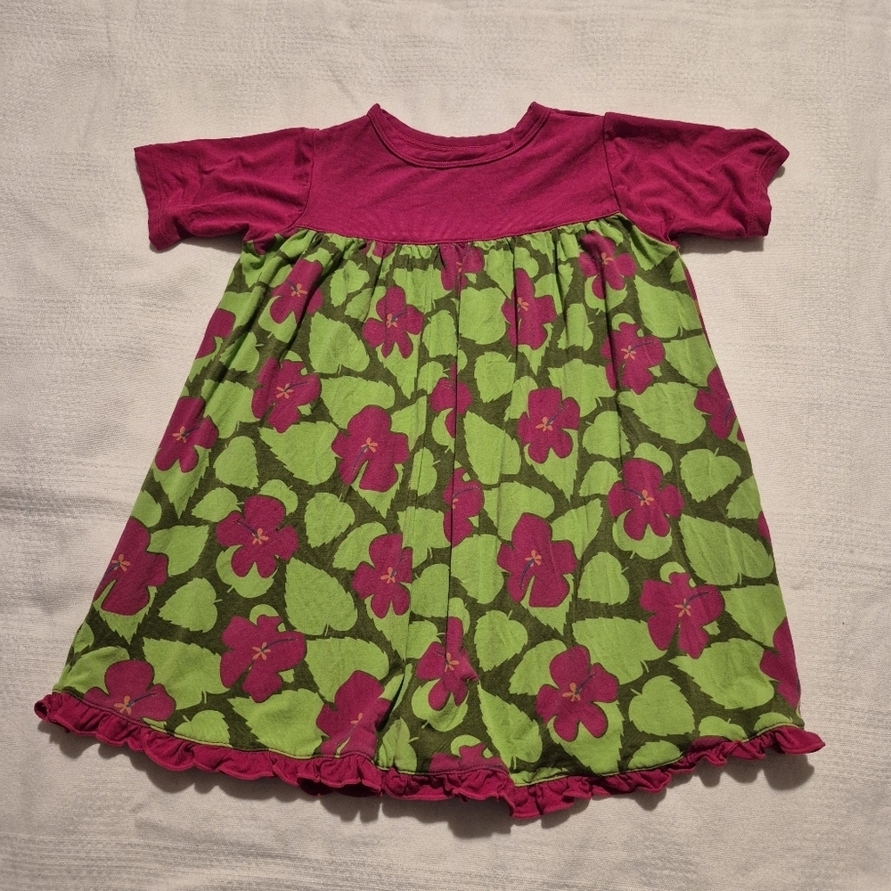 Kicky Pants girls size 18-24 months raspberry & green dress tag pulled off